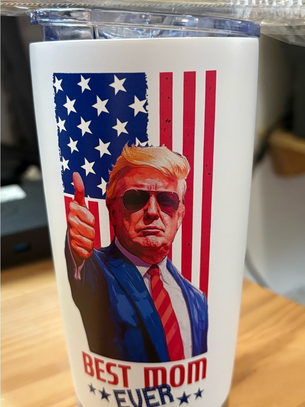 Patriotic Graphic Travel Tumbler - 'Best Mom Ever'